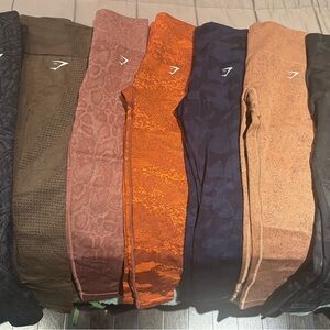 Gymshark Leggings in Brown, Orange, Blue, and Tan